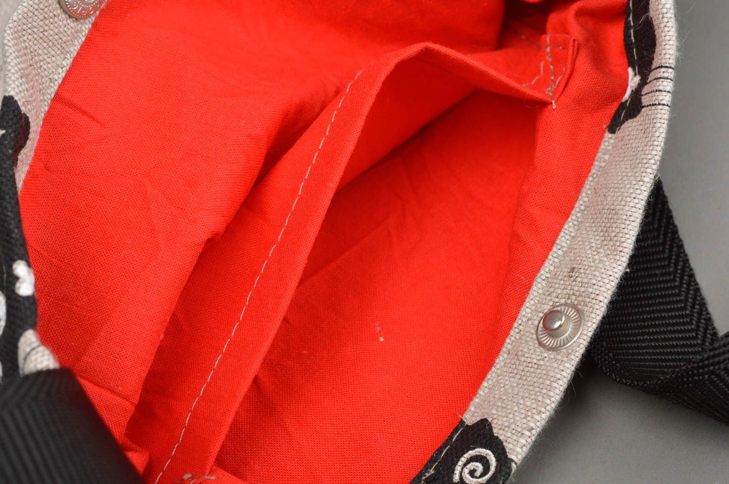 Sac en tissu fait main en lin et coton avec imprimé de hiboux accessoire photo 4