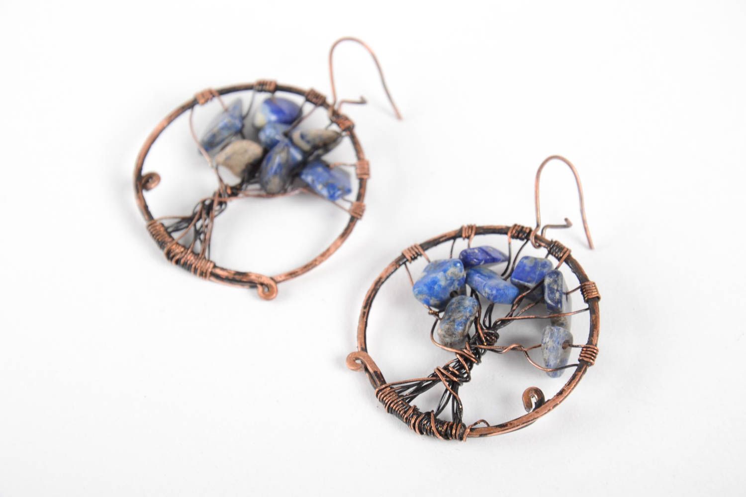 Handmade earrings copper jewelry dangling earrings fashion accessories photo 2