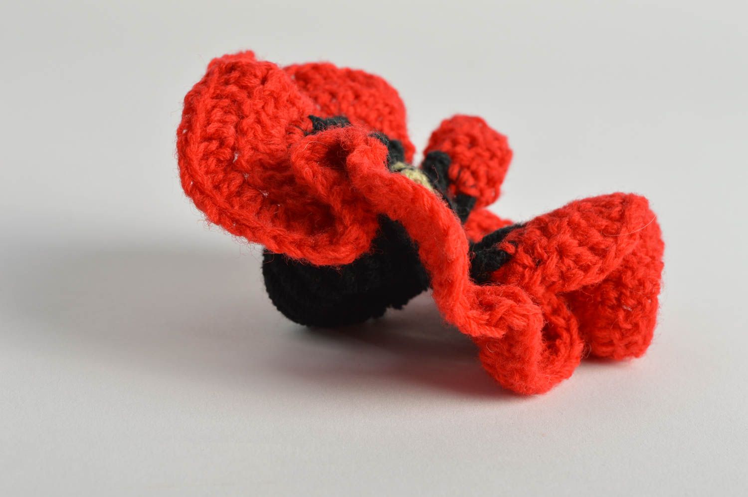 Unusual designer handmade children's flower hair tie Red Poppy photo 3