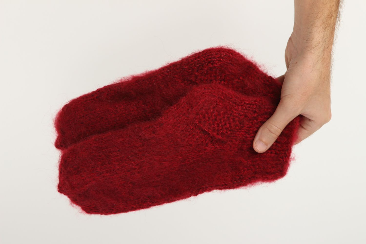 Handmade wool socks red winter socks size 37-38 winter clothing for women photo 5