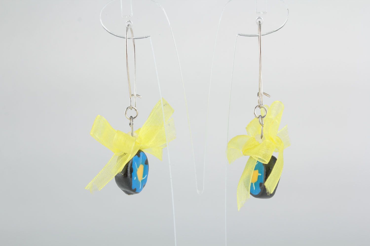 Polymer clay earrings with bows photo 3