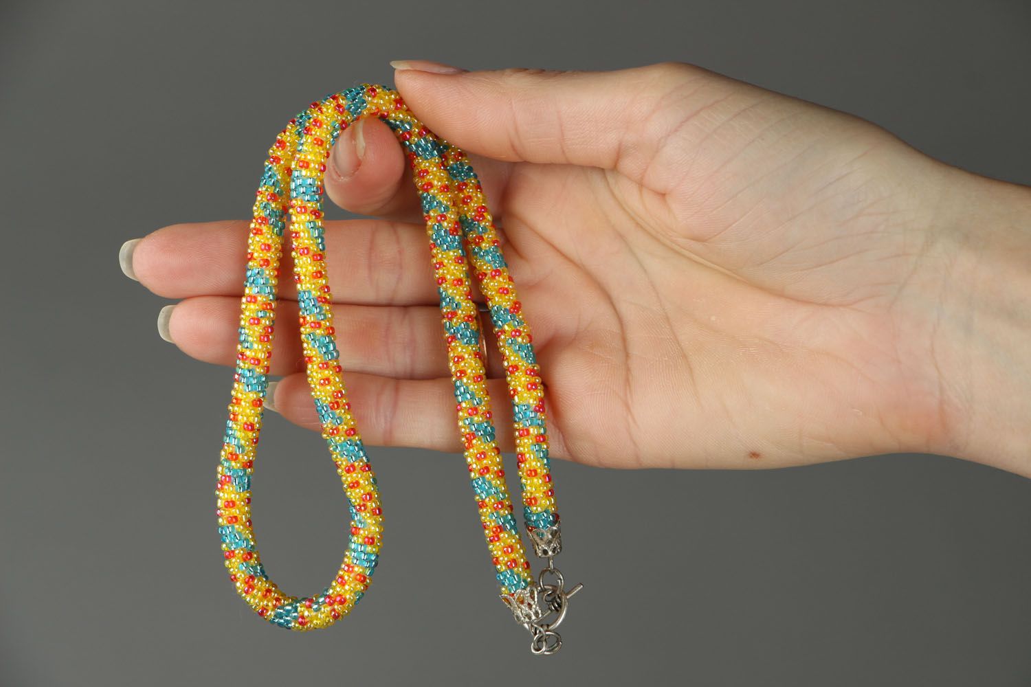Unusual beaded cord necklace photo 5