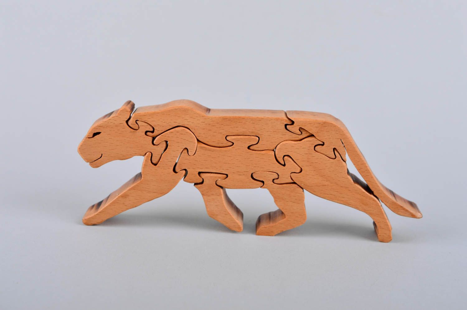 Rompecabezas de madera artesanal juguete infantil pasatiempo original tigre foto 2