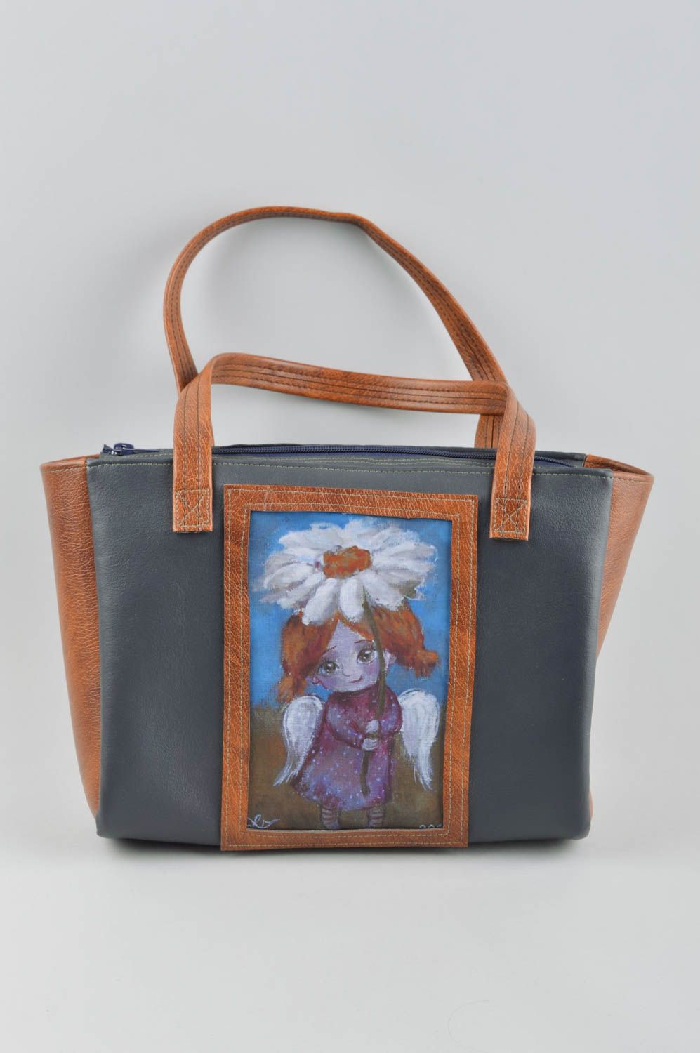 Handmade cute designer bag female bag with print artificial leather bag photo 1