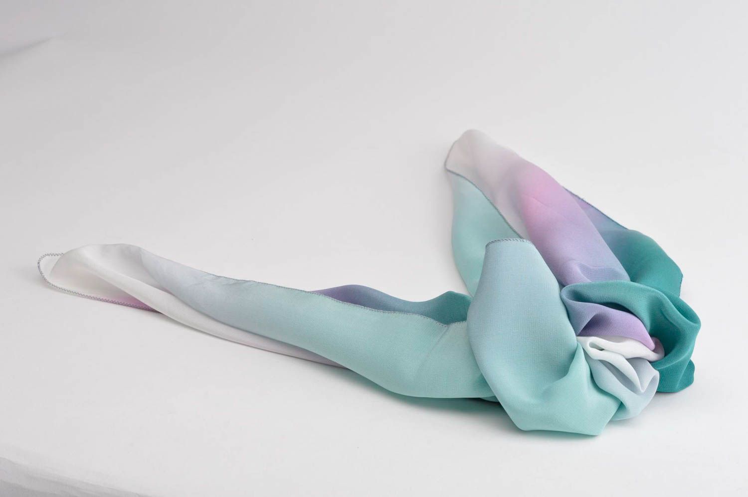Симпатичный платок ручной работы платок из шелка светлый женский аксессуар фото 4