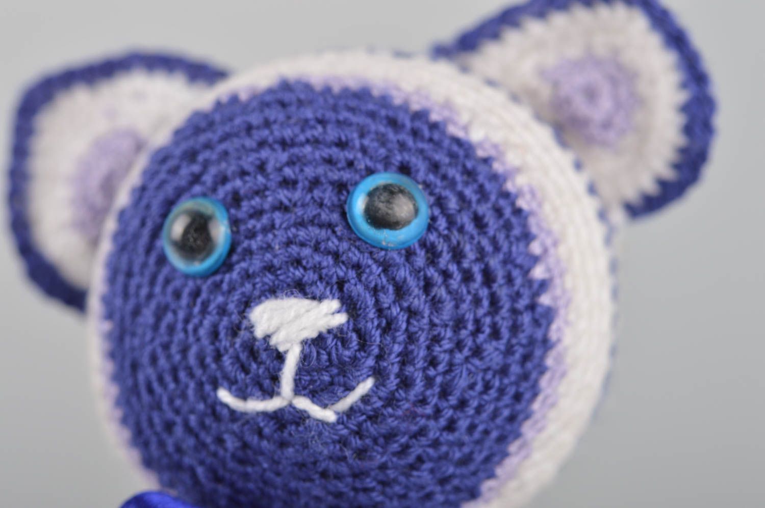 Jouet tricoté Peluche faite main chat rayé au crochet Cadeau enfant et déco photo 5