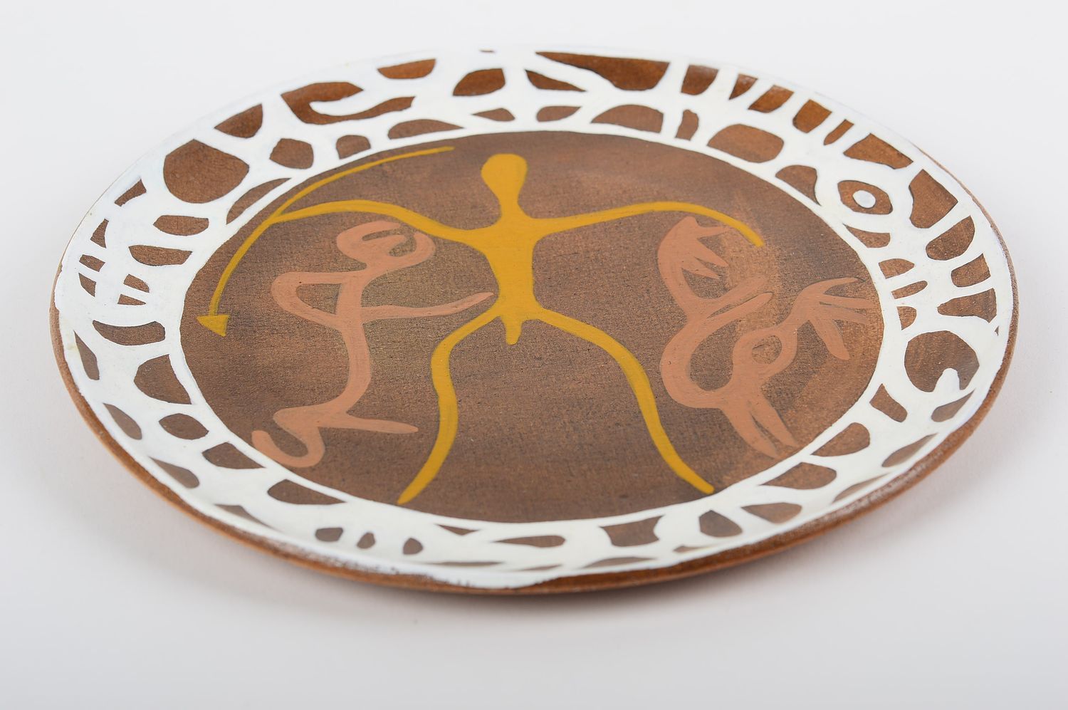 Керамическая тарелка хэнд мейд декоративная тарелка с узором керамическая посуда фото 3
