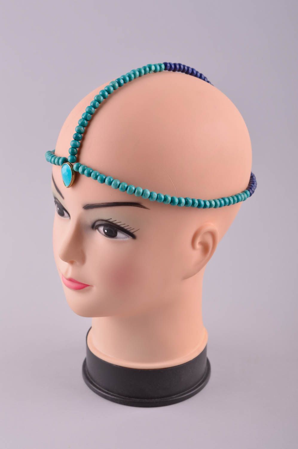 Kopf Kette handgefertigt Haar Accessoire Damen Modeschmuck in Blau schön  foto 1