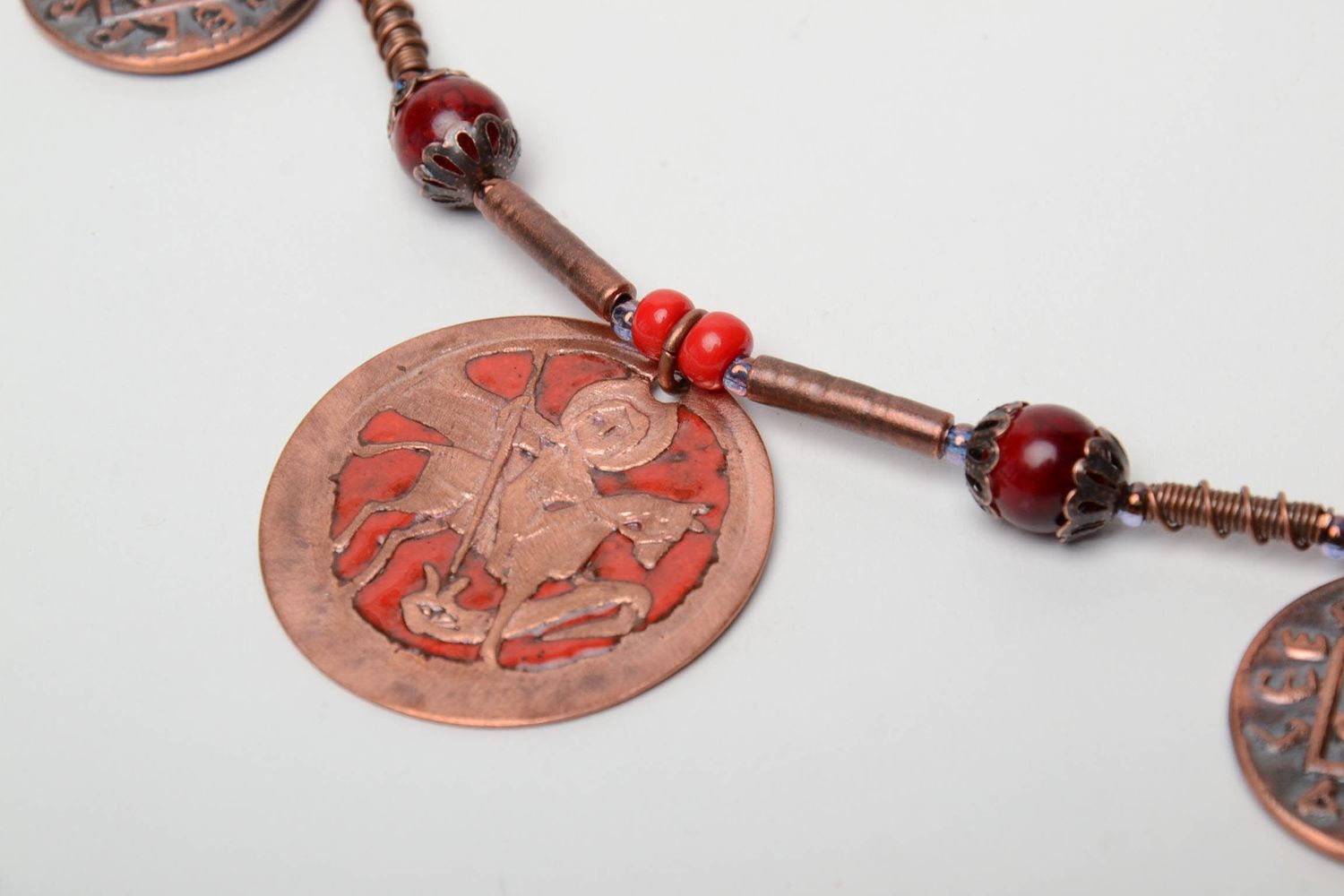 Handmade copper pendant with enamel photo 4
