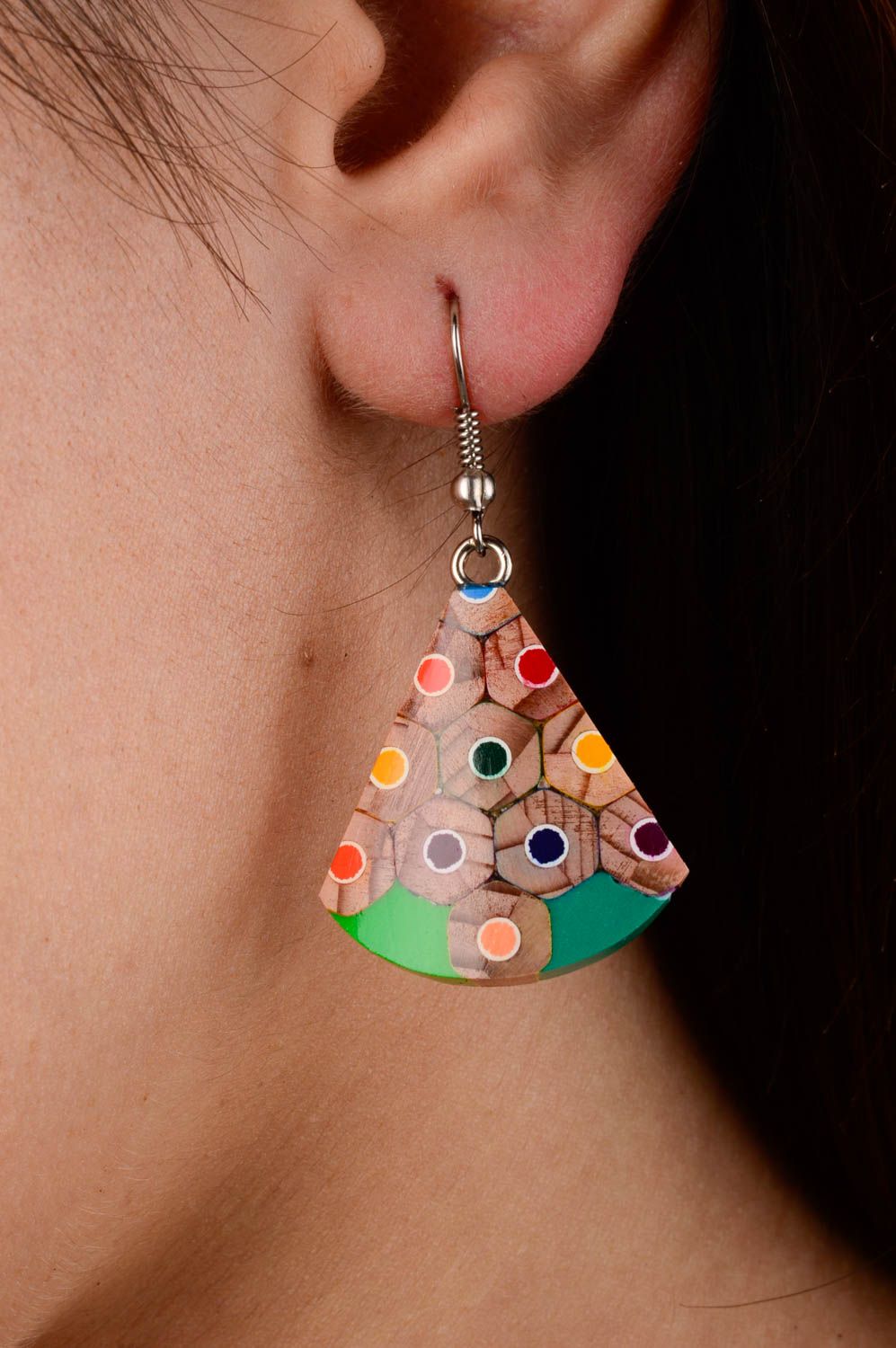 Stylish wooden earrings with charms long earrings unusual wooden earrings photo 2