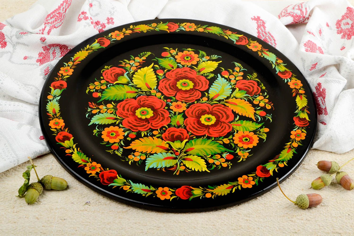 Handmade wooden designer plate cute stylish souvenir decorative use only photo 1
