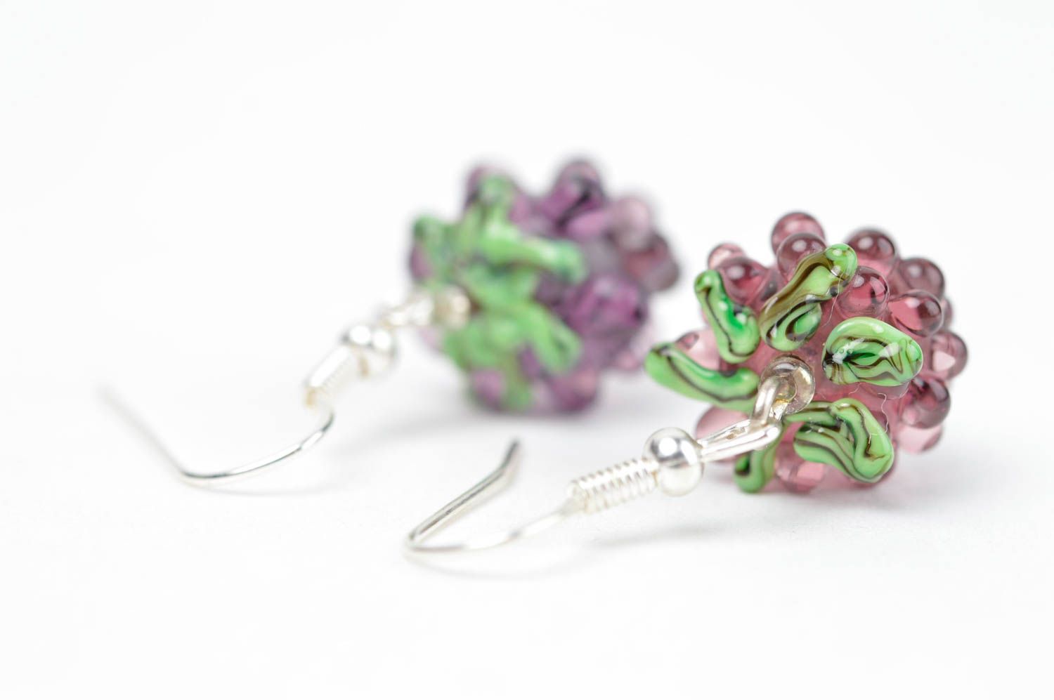 Unusual handmade glass bead earrings lampwork earrings accessories for girls photo 3