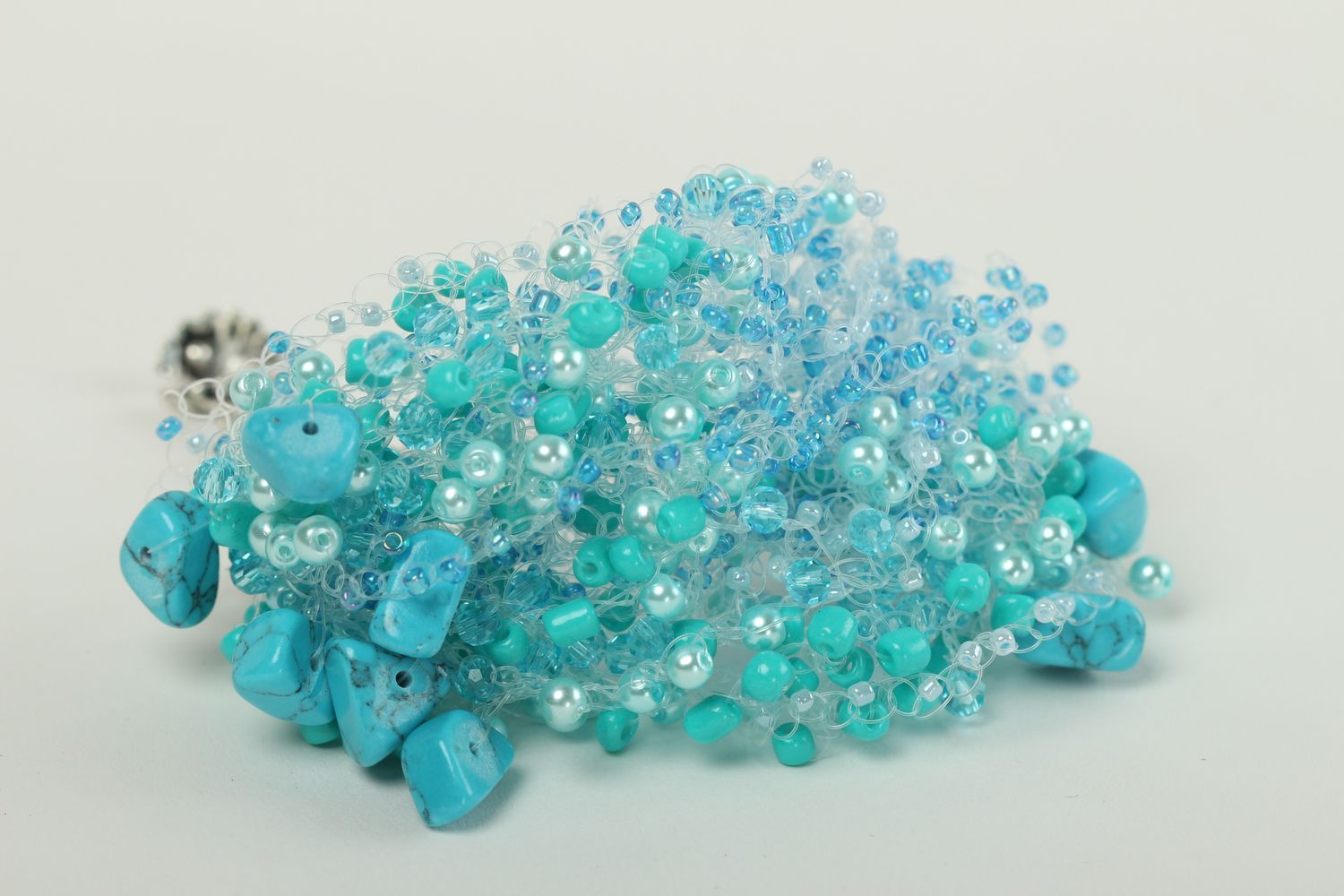 Bracelet en perles de rocaille Bijou fait main avec turquoise Cadeau femme photo 1