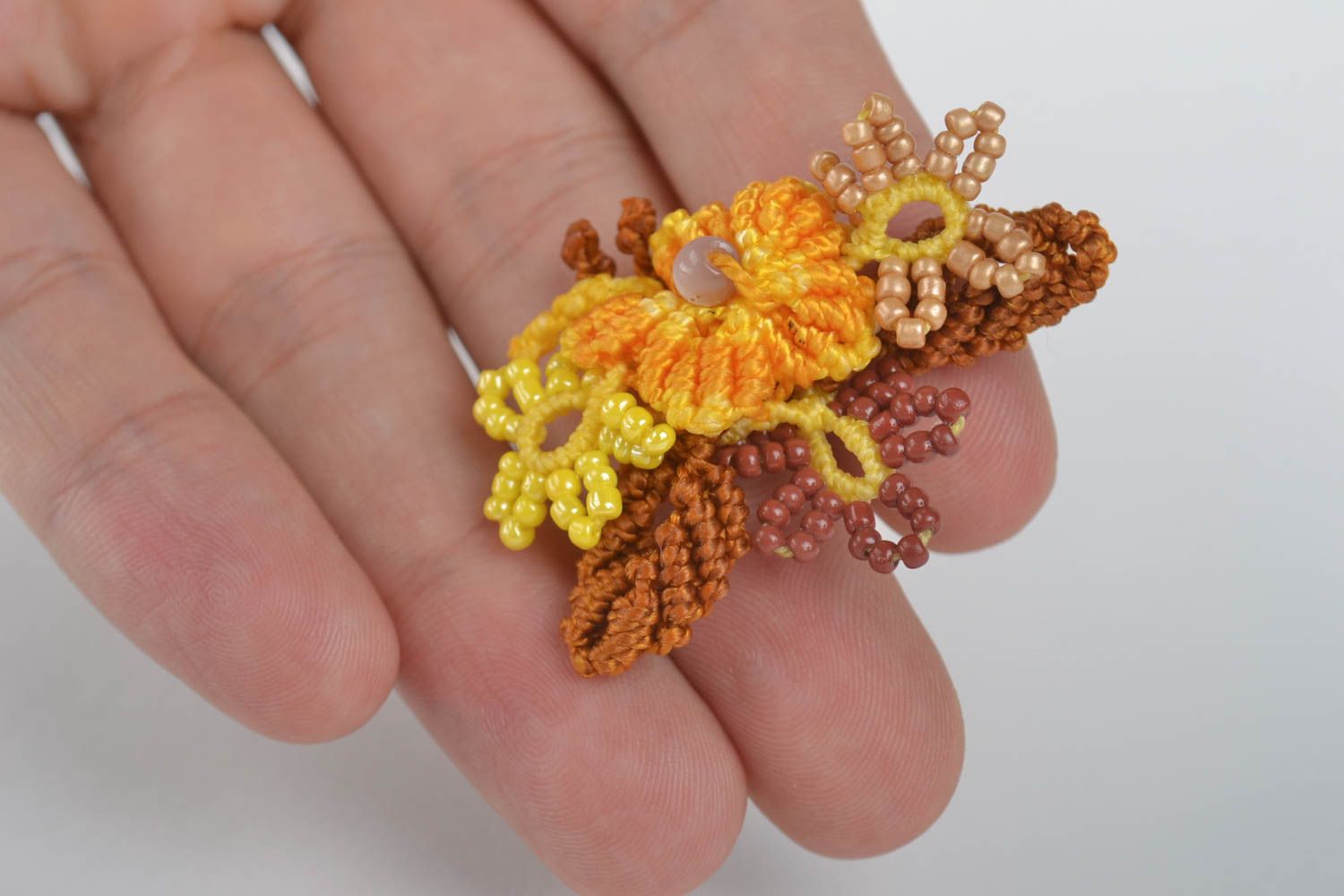 Украшение ручной работы брошь цветок плетеная брошь красивая авторская фото 5
