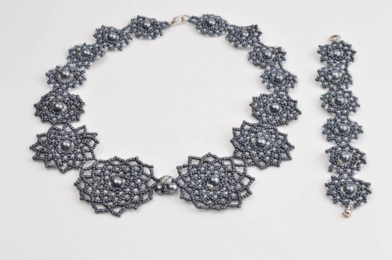 Handmade jewelry set beaded necklace beaded bracelet fashion accessories photo 3