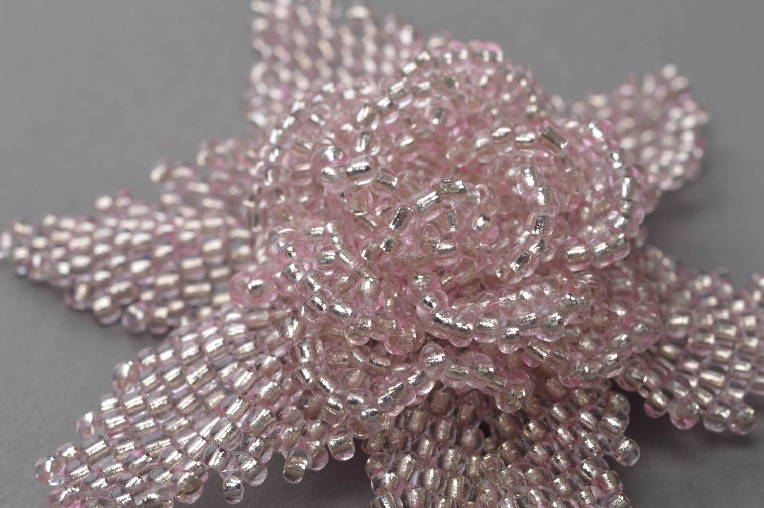 Designer flower brooch beaded handmade accessory pink beautiful jewelry photo 5