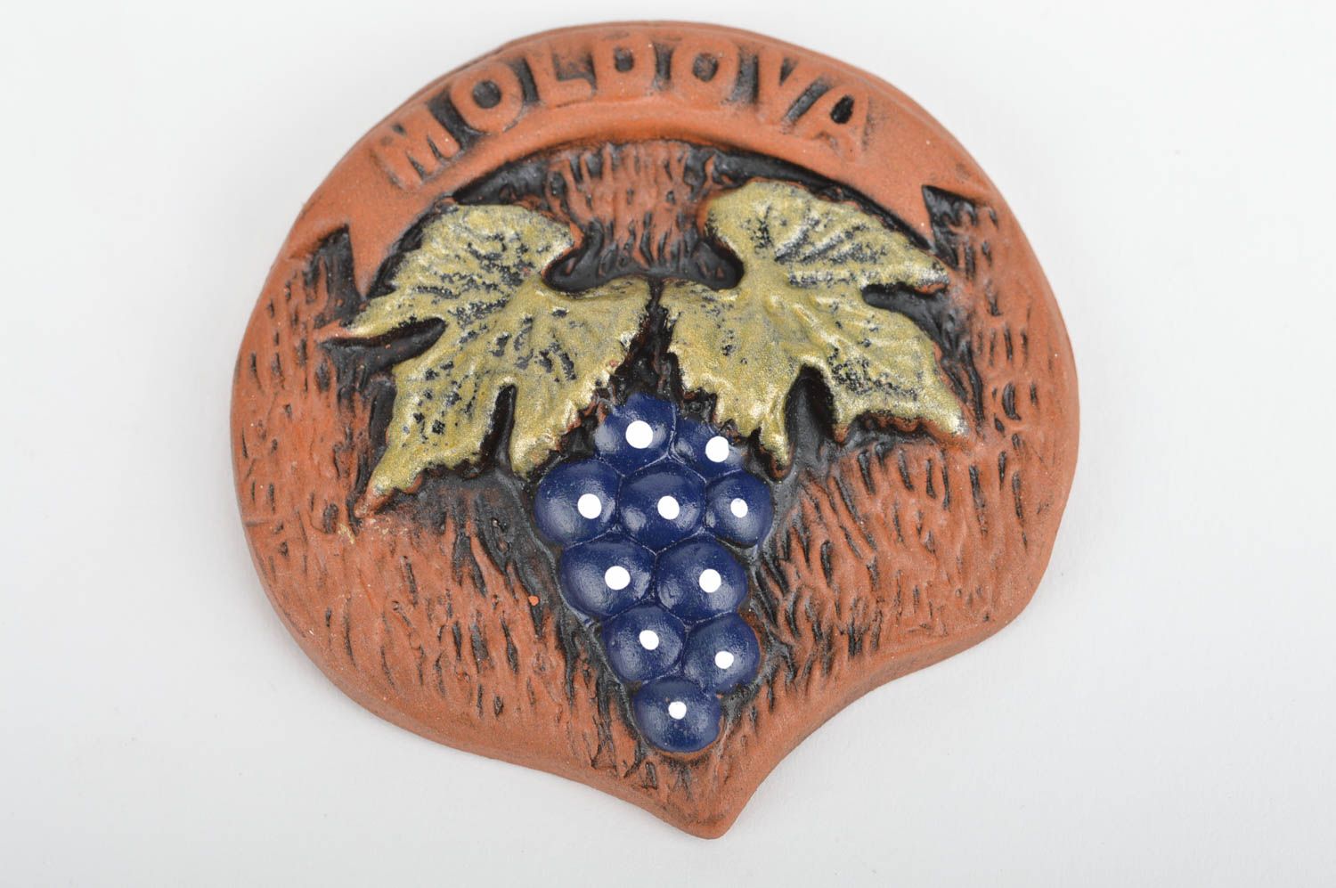 Dekorativer Kühlschrankmagnet aus Keramik mit Weintraube Abbildung handbemalt foto 2