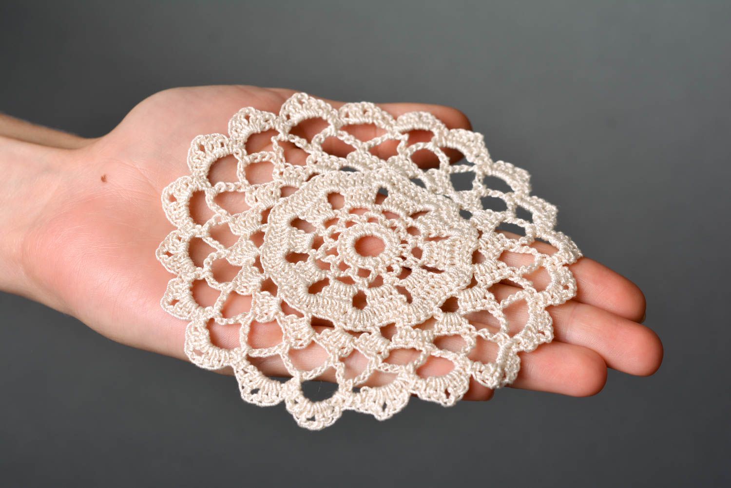 Handmade crocheted napkin kitchen openwork textile beautiful coaster photo 2