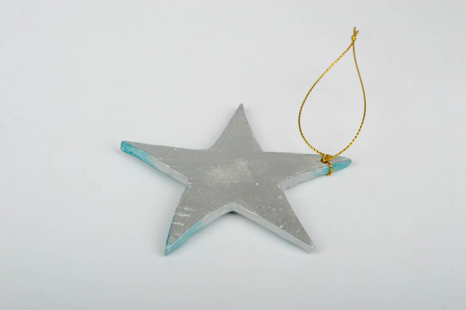 Игрушка на елку хэнд мэйд декор для дома игрушка из глины Голубая звезда фото 4