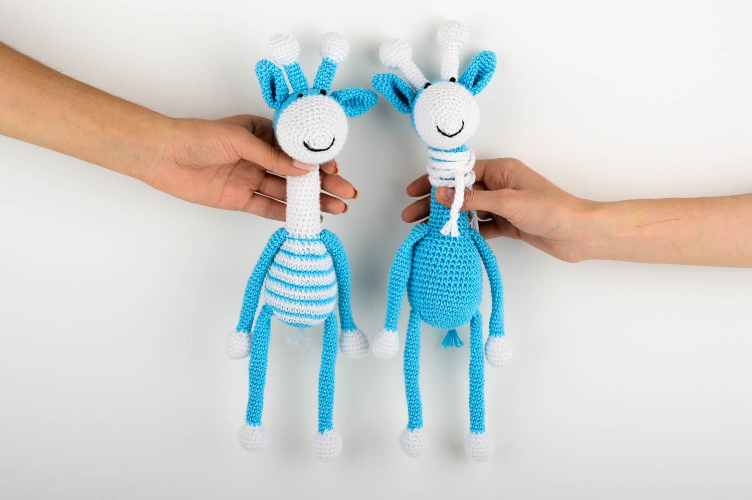 Peluches animaux faites main Jouets tricot au crochet Cadeau pour enfant 2 pcs photo 3