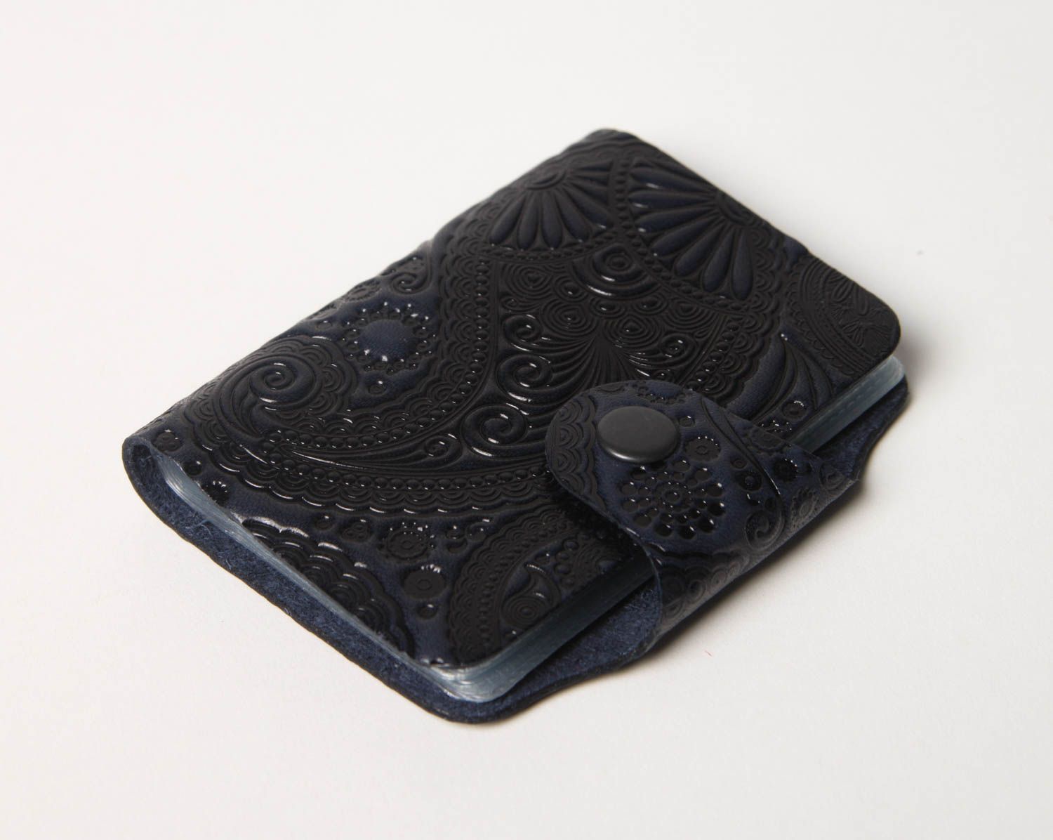 Kartenetui Leder handmade Halter für Visitenkarten Kreditkartentasche Leder foto 2