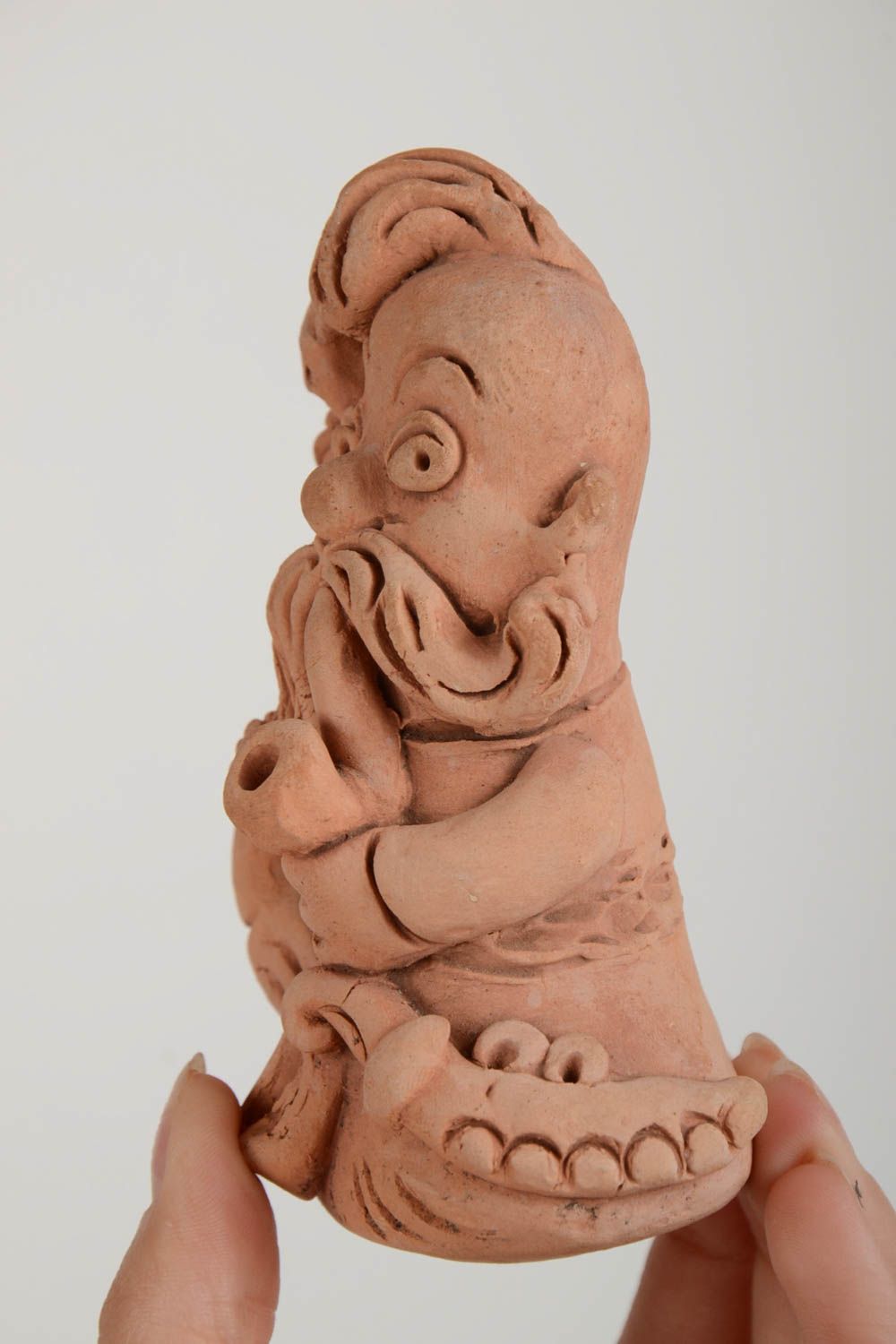 Фигурка из глины казак лепная маленького размера для декора бежевая хэнд мейд фото 5