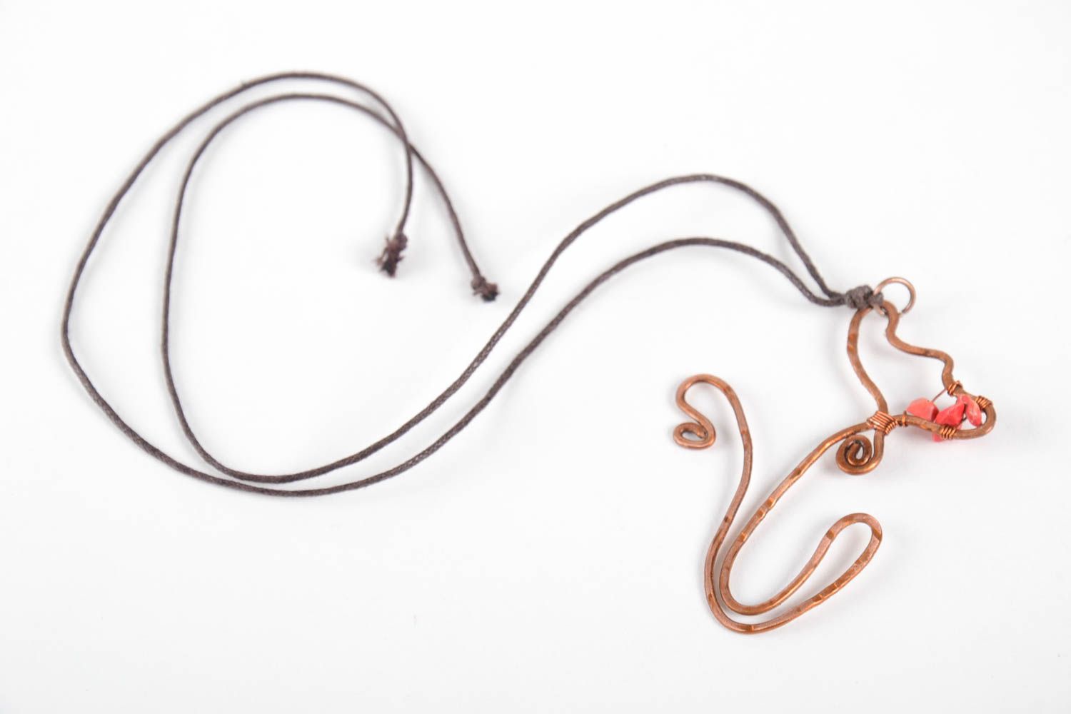 Handmade copper necklace designer pendant handmade jewelry with natural stones photo 5