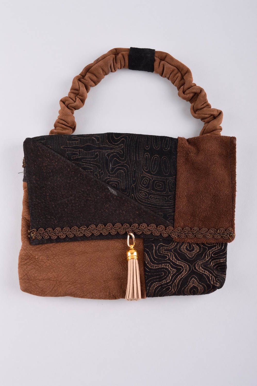 Bolso de cuero marrón hecho a mano accesorio para mujer regalo original  foto 2
