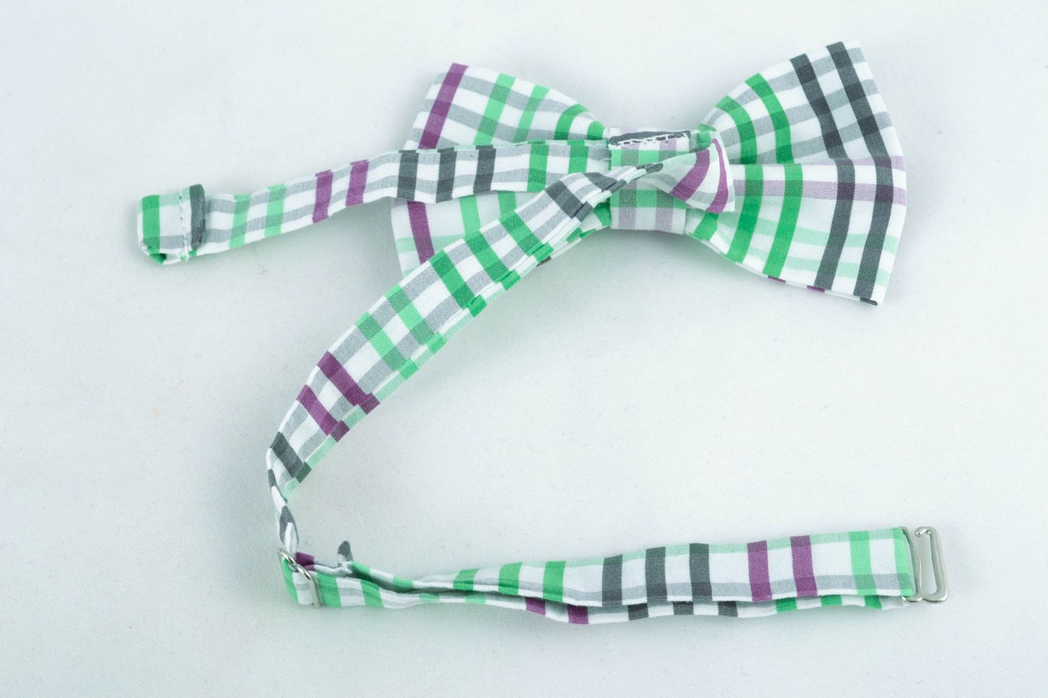 Checkered fabric bow tie photo 4