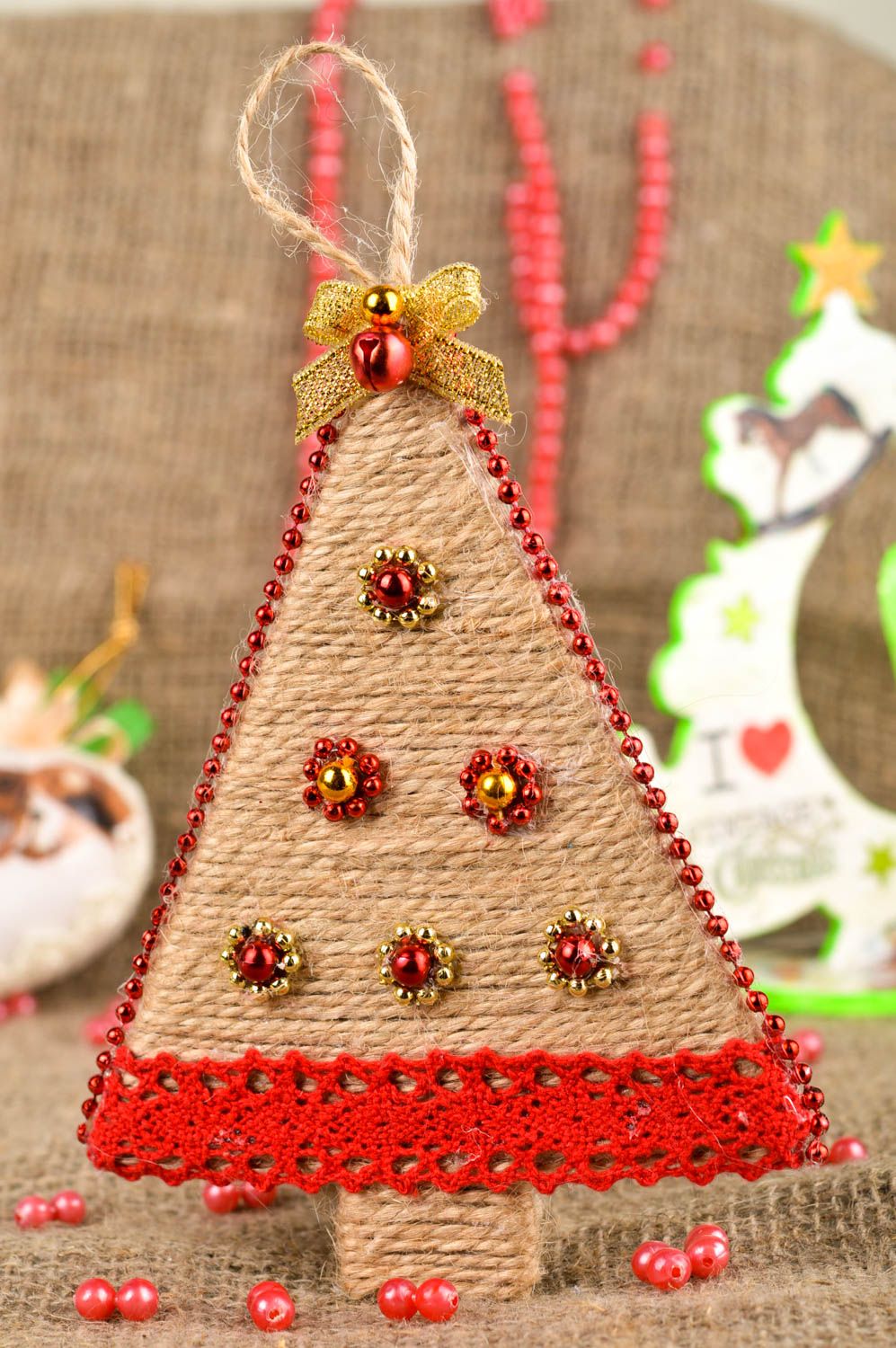 Handmade Christmas tree decoration Christmas tree pendant souvenir for friend photo 1