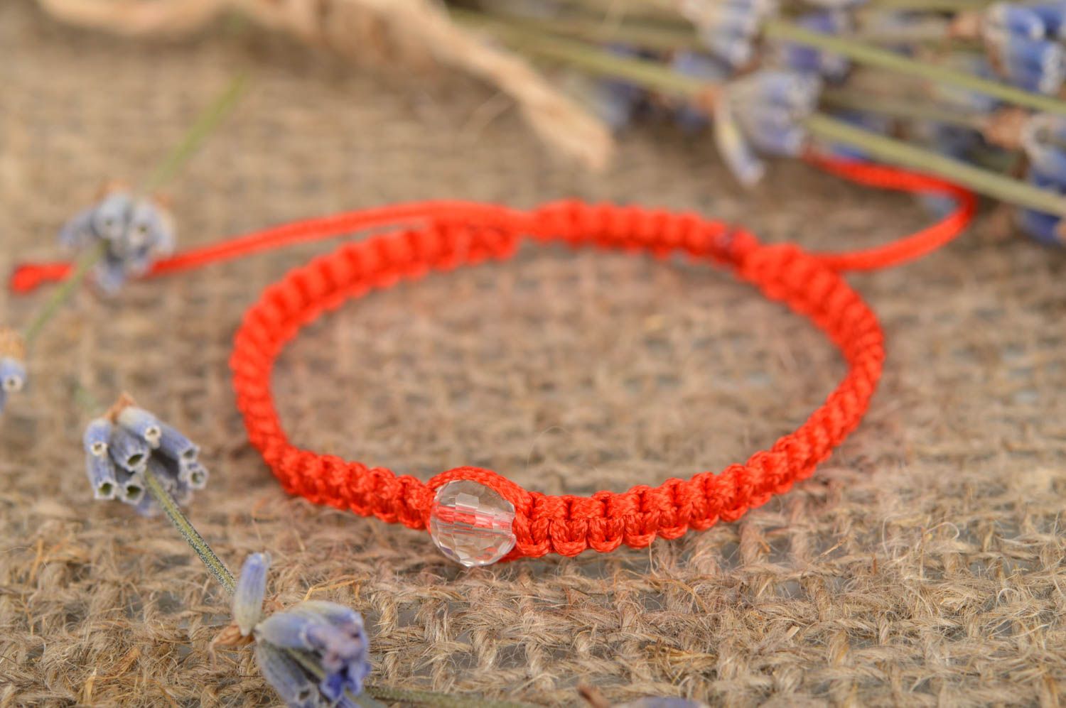 Handmade braided wax cord bracelet woven bracelet with bead casual jewelry photo 1