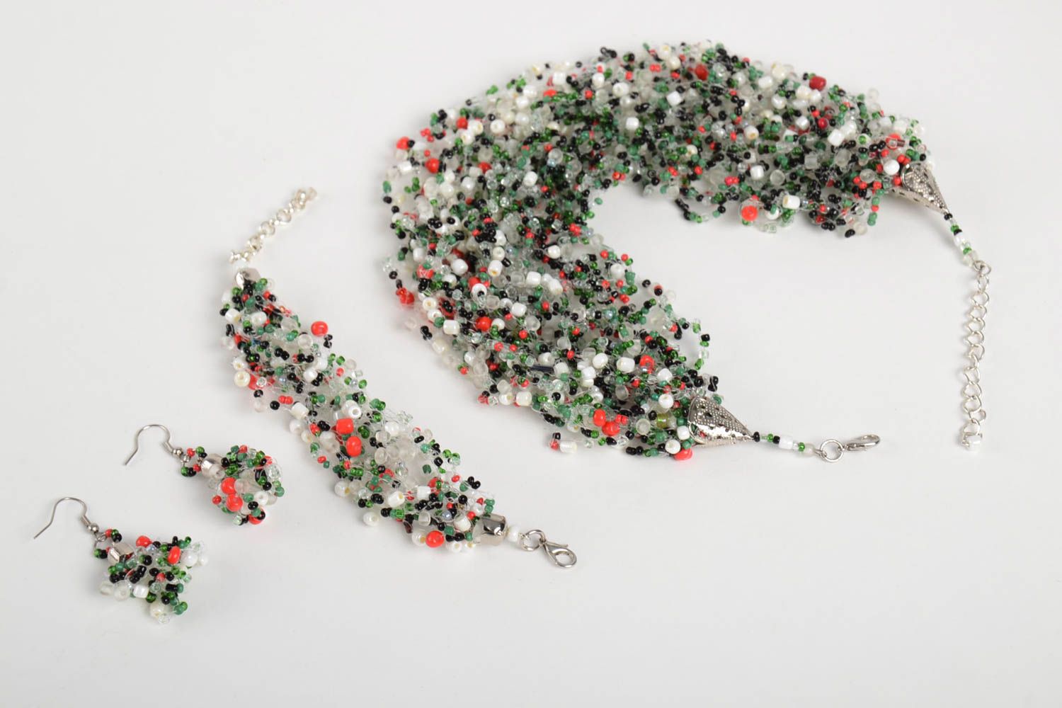 Colorful handmade beaded jewelry set necklace earrings bracelet designs photo 5