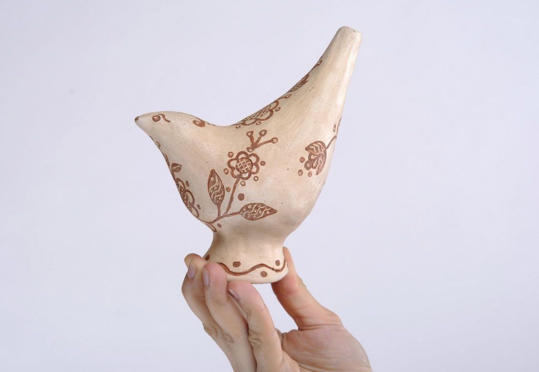 Sifflet en céramique fait main Oiseau  photo 4