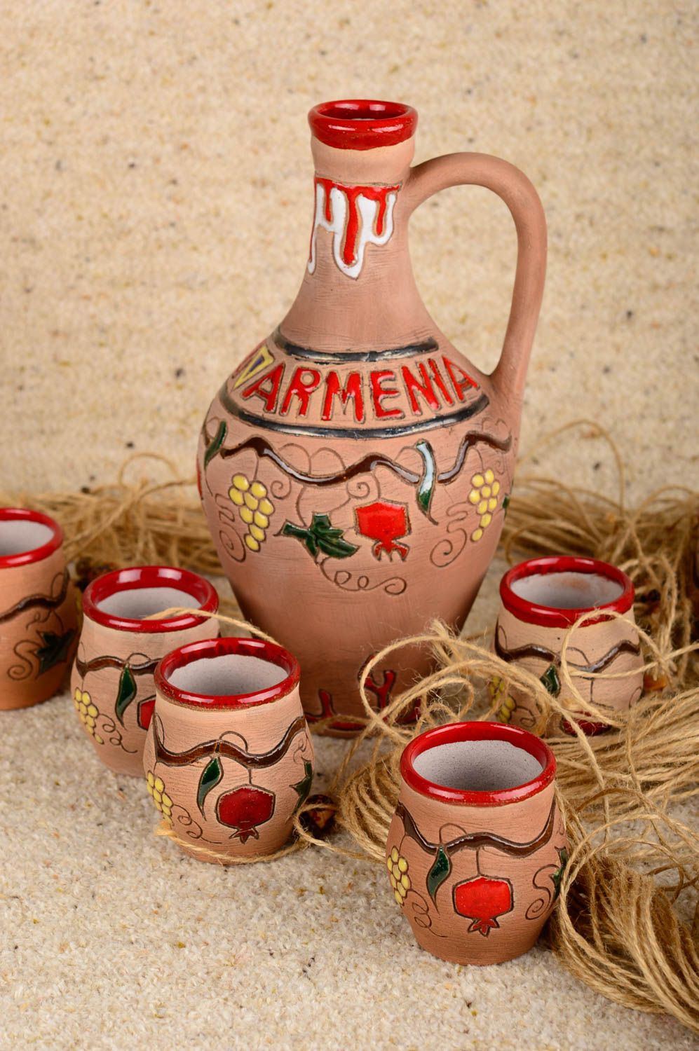 Handmade Keramik Krug Geschirr Set Küchen Zubehör Weingläser Set originell foto 5