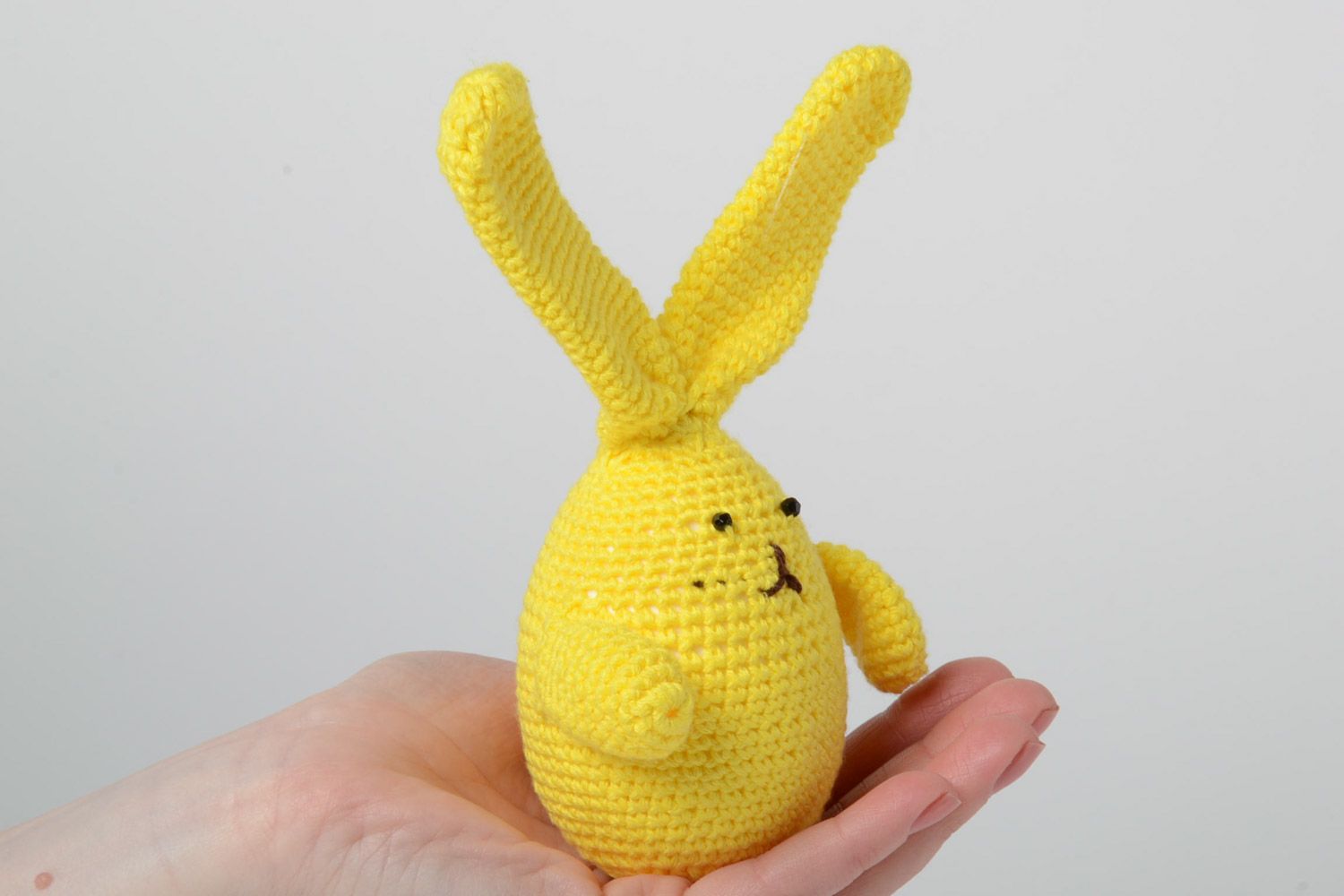 Handmade Easter rabbit crocheted of cotton threads on styrofoam basis  photo 5