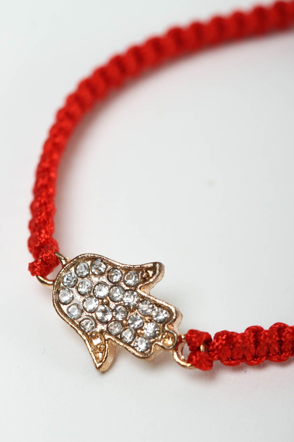 Модный браслет с хамсой ручной работы браслет из ниток плетеный браслет красный фото 3