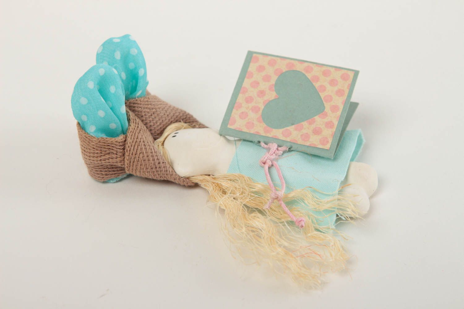 Handmade kleine Puppe Deko zum Aufhängen Designer Geschenk mit Grußkarte foto 2