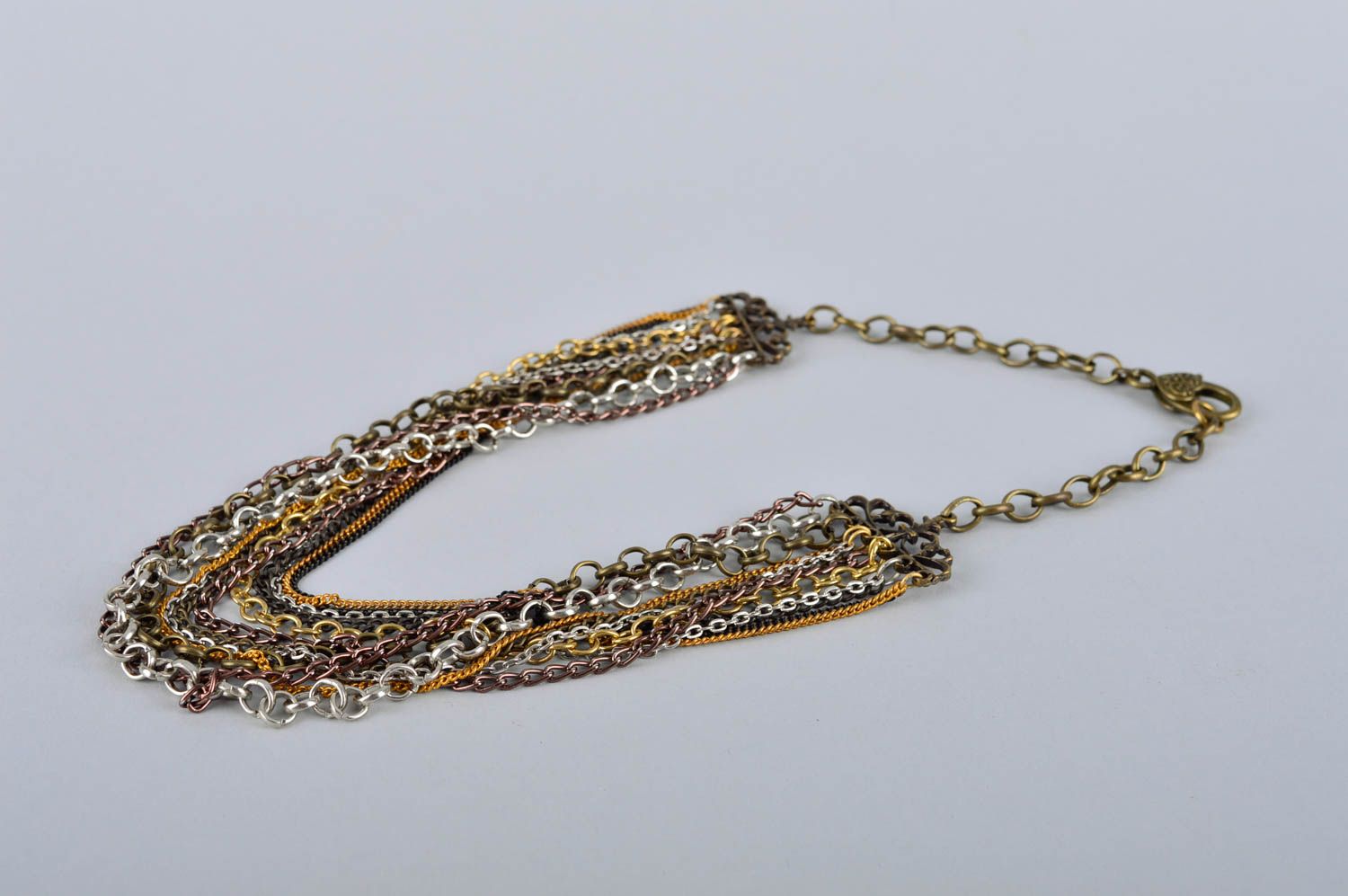 Handmade metal chains stylish necklace unique designer present for woman photo 5