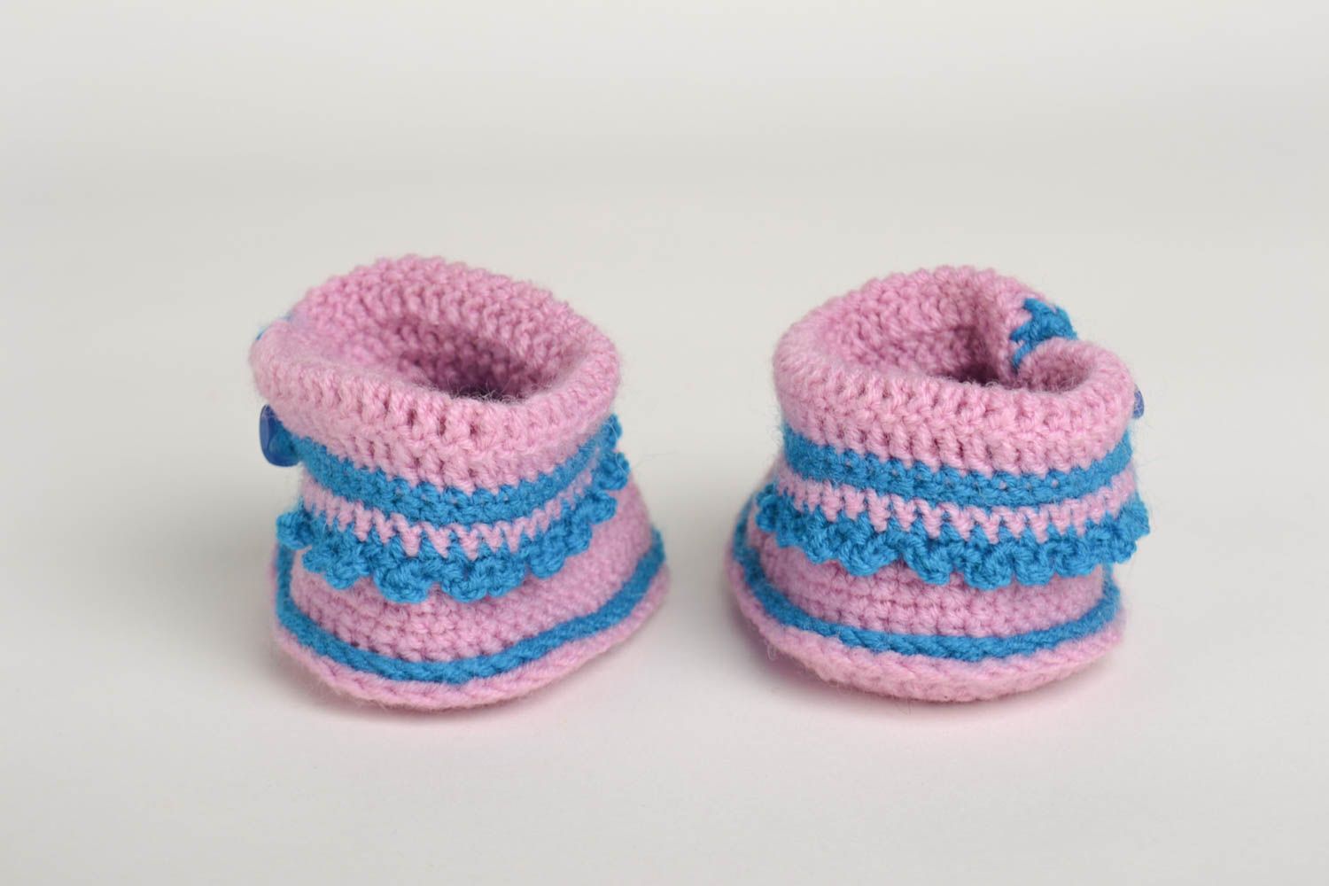 Пинетки крючком хэнд мэйд пинетки для новорожденных вязаные пинетки розовые фото 2