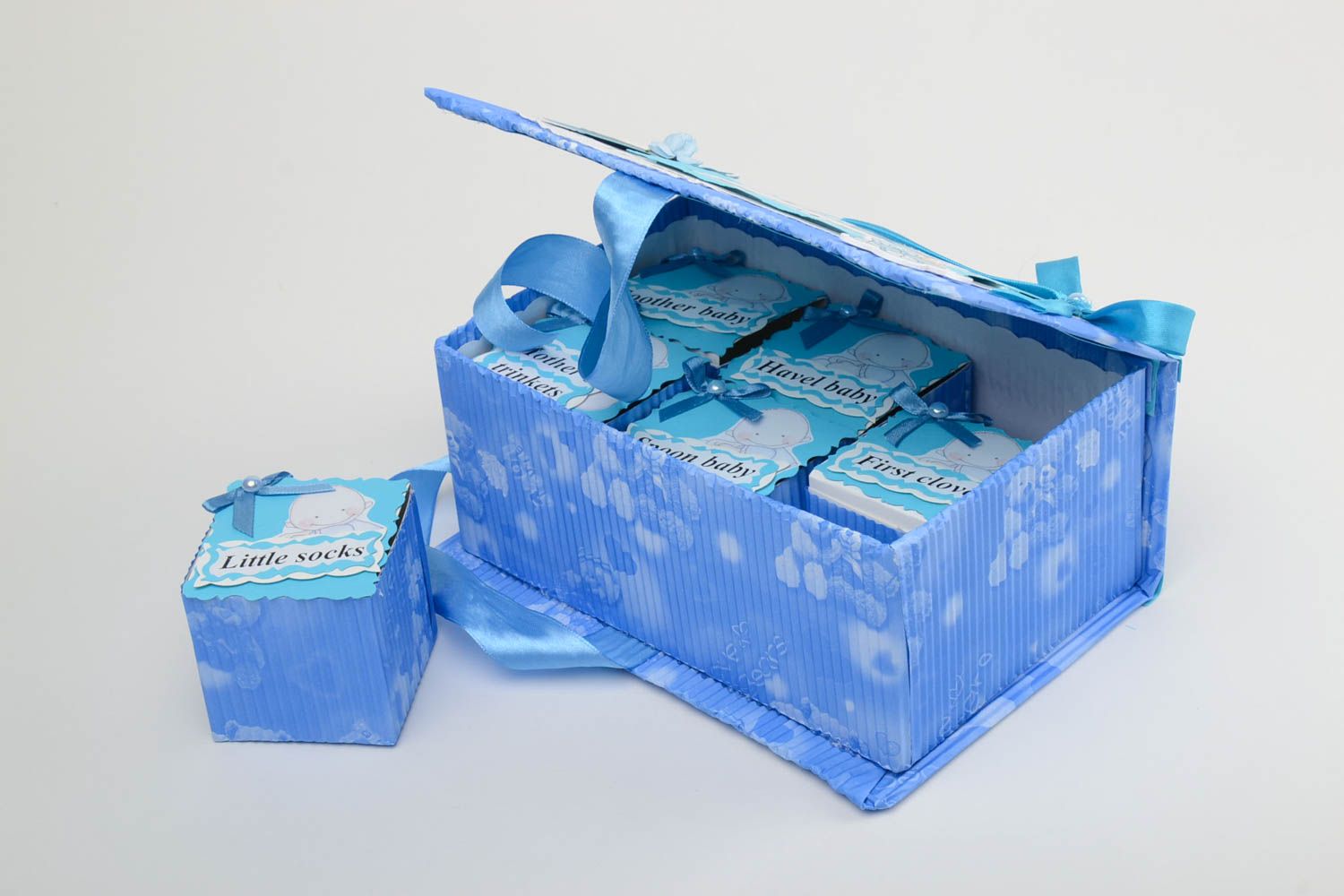 Сoffret à trésors de maman en carton boîte décorative originale design bleue photo 2