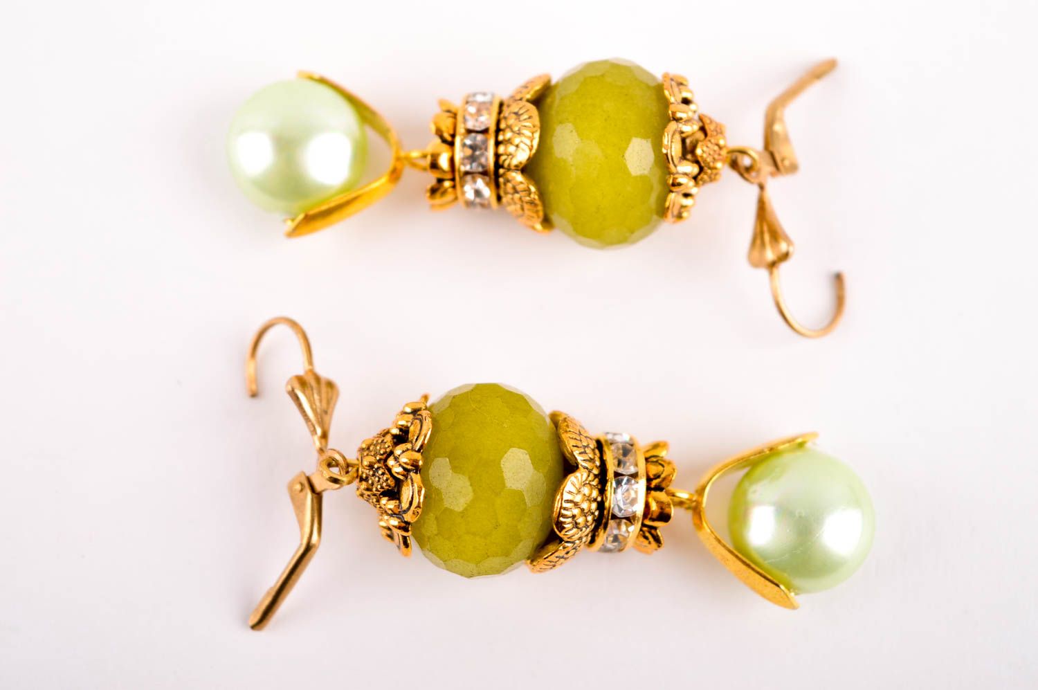 Boucles d'oreilles quartz Bijou fait main perles design Accessoire femme design photo 5