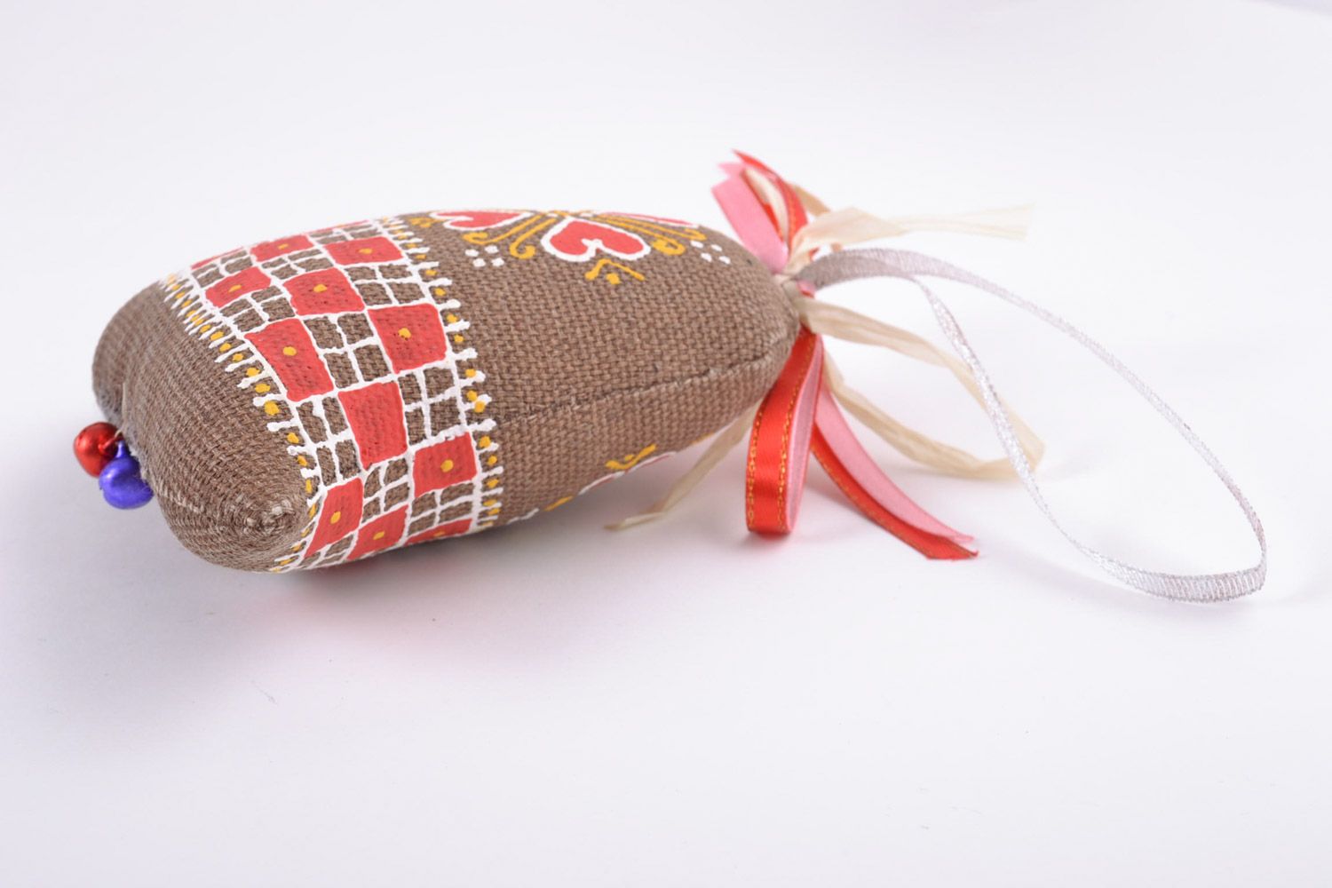 Handgefertigter Deko Anhänger aus Textil Glöckchen mit Aroma vom Kakao und Vanille foto 4