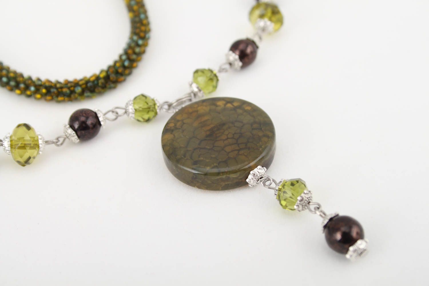 Handmade beaded necklace handmade necklace with natural stones fashion jewelry photo 2