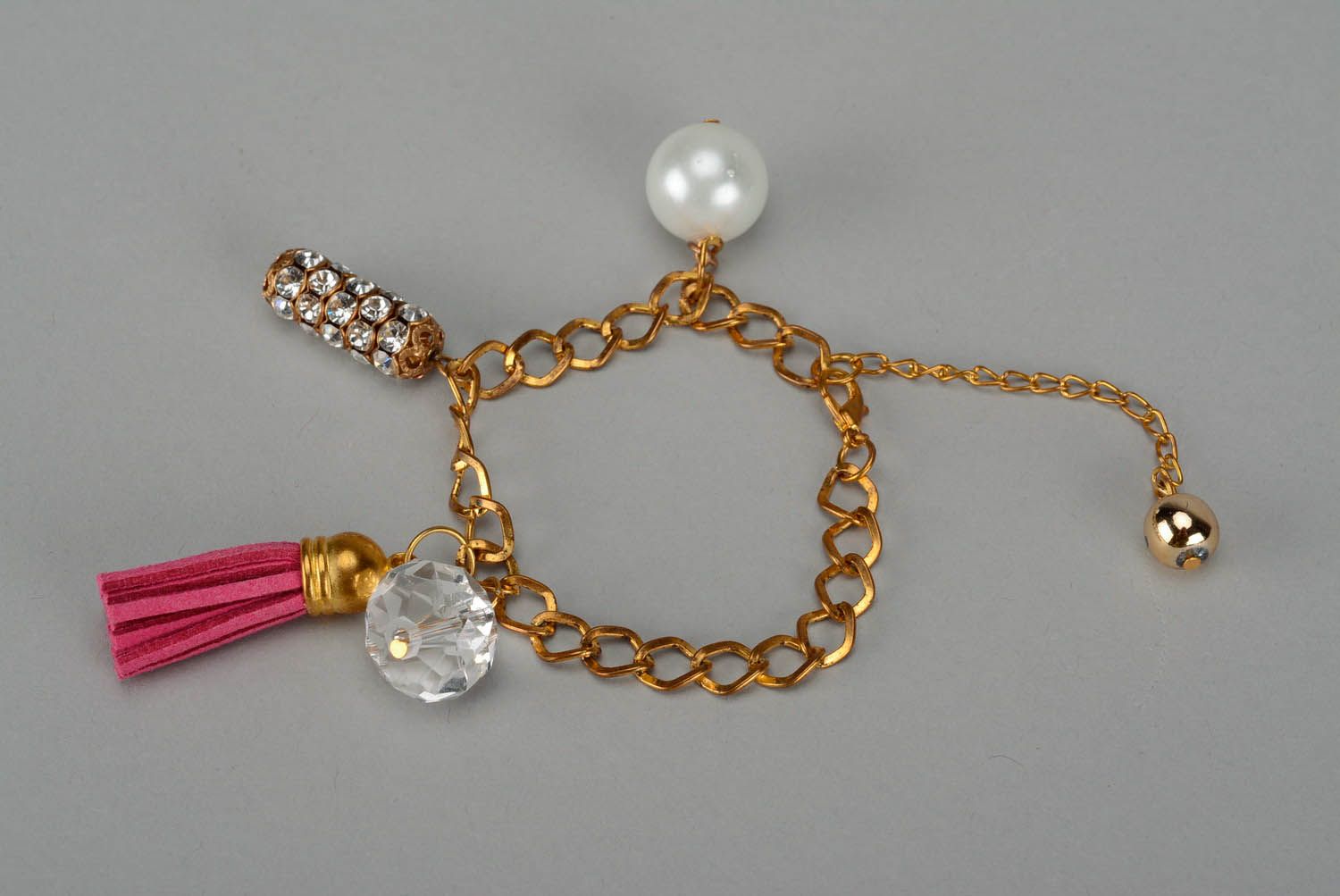 Handmade Armband mit Kristallen und Perlen Glitter foto 3