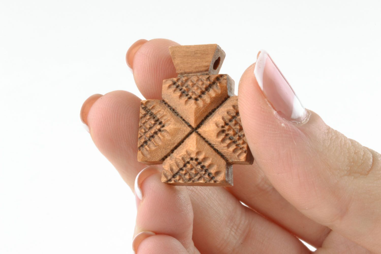 Croce di legno fatta a mano crocetta intagliata originale accessorio bello foto 2