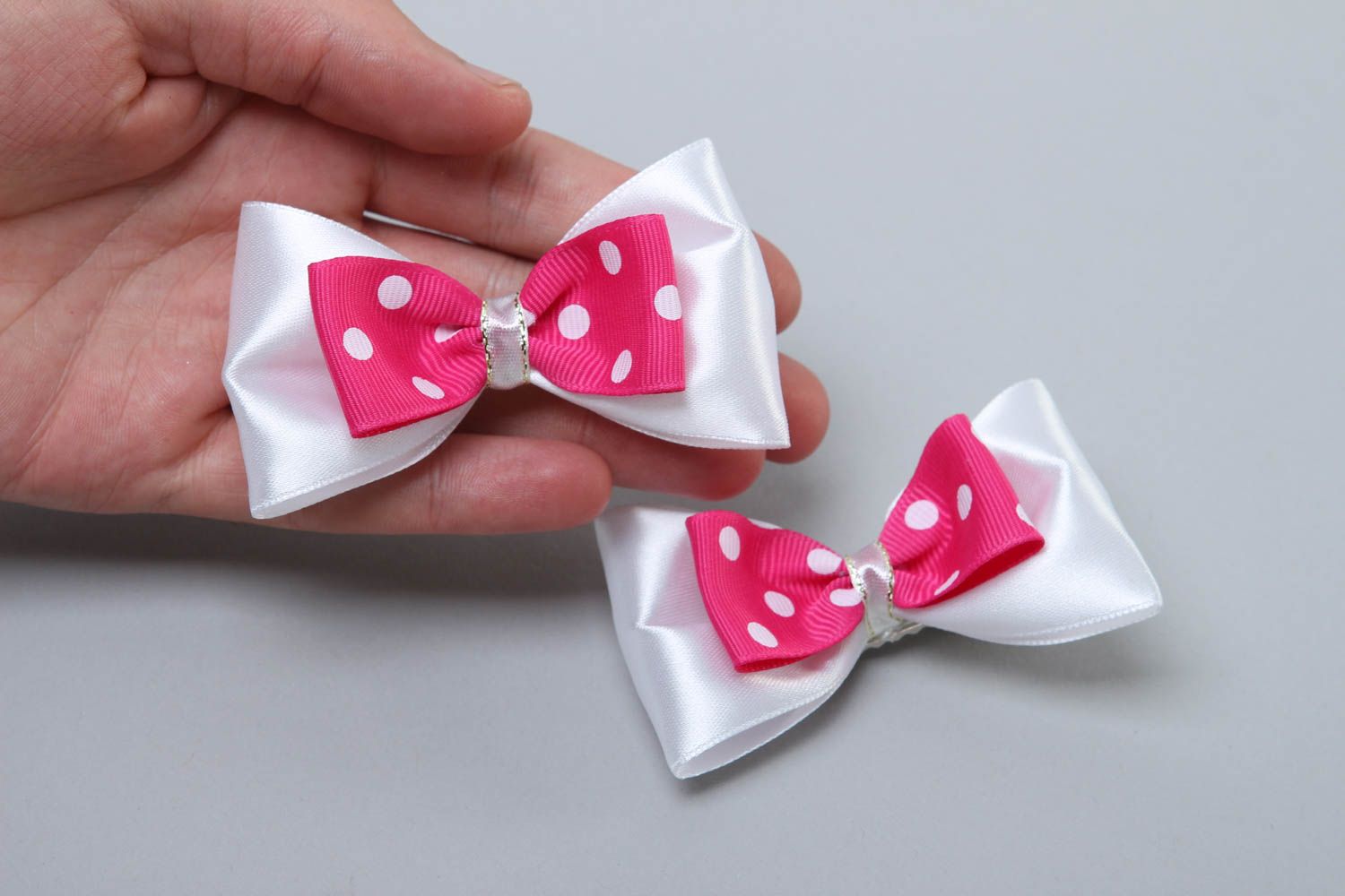 Gentle childrens hair bow handmade bow hair clip 2 pieces gifts for her photo 5