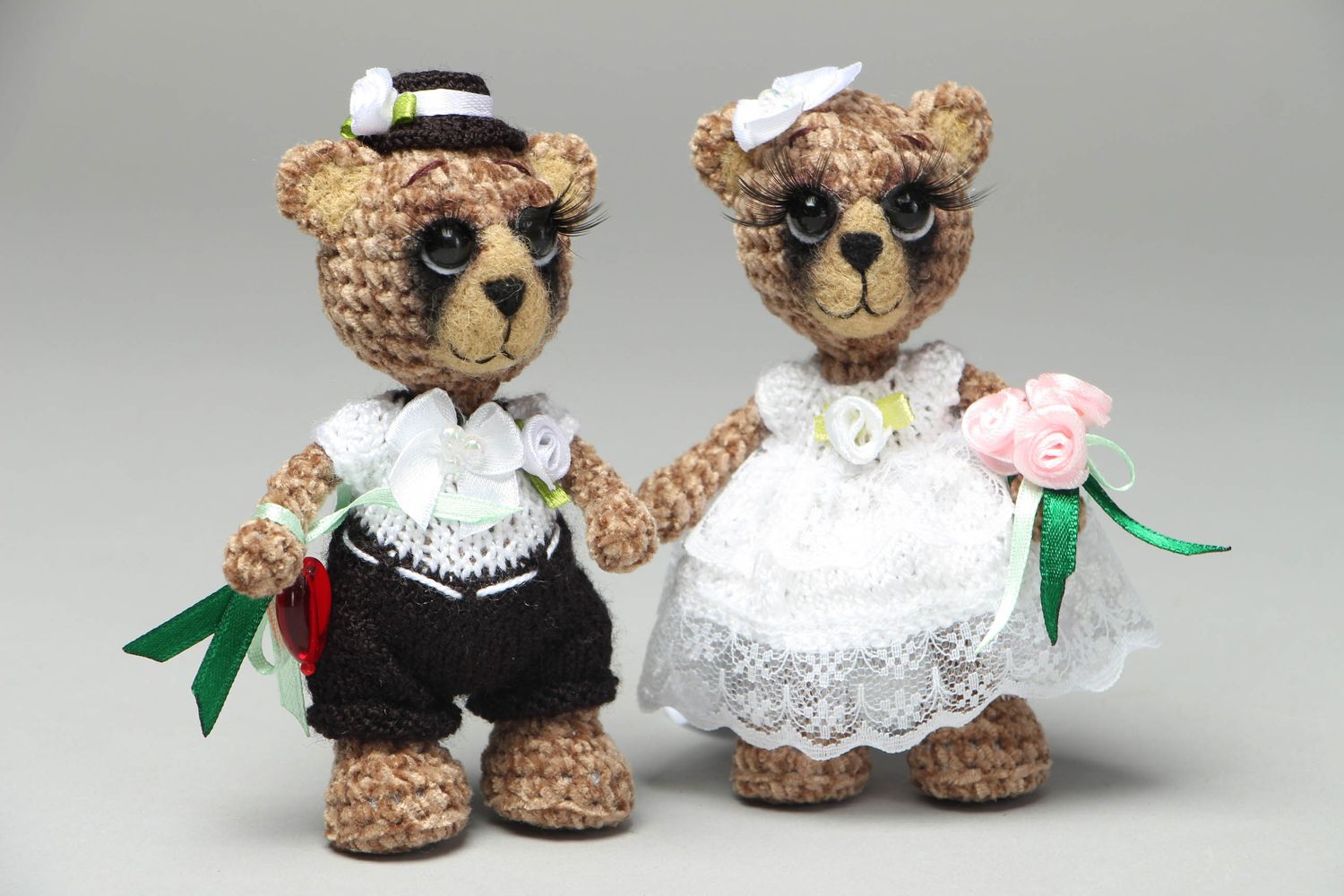 Soft crochet wedding toy bears photo 1