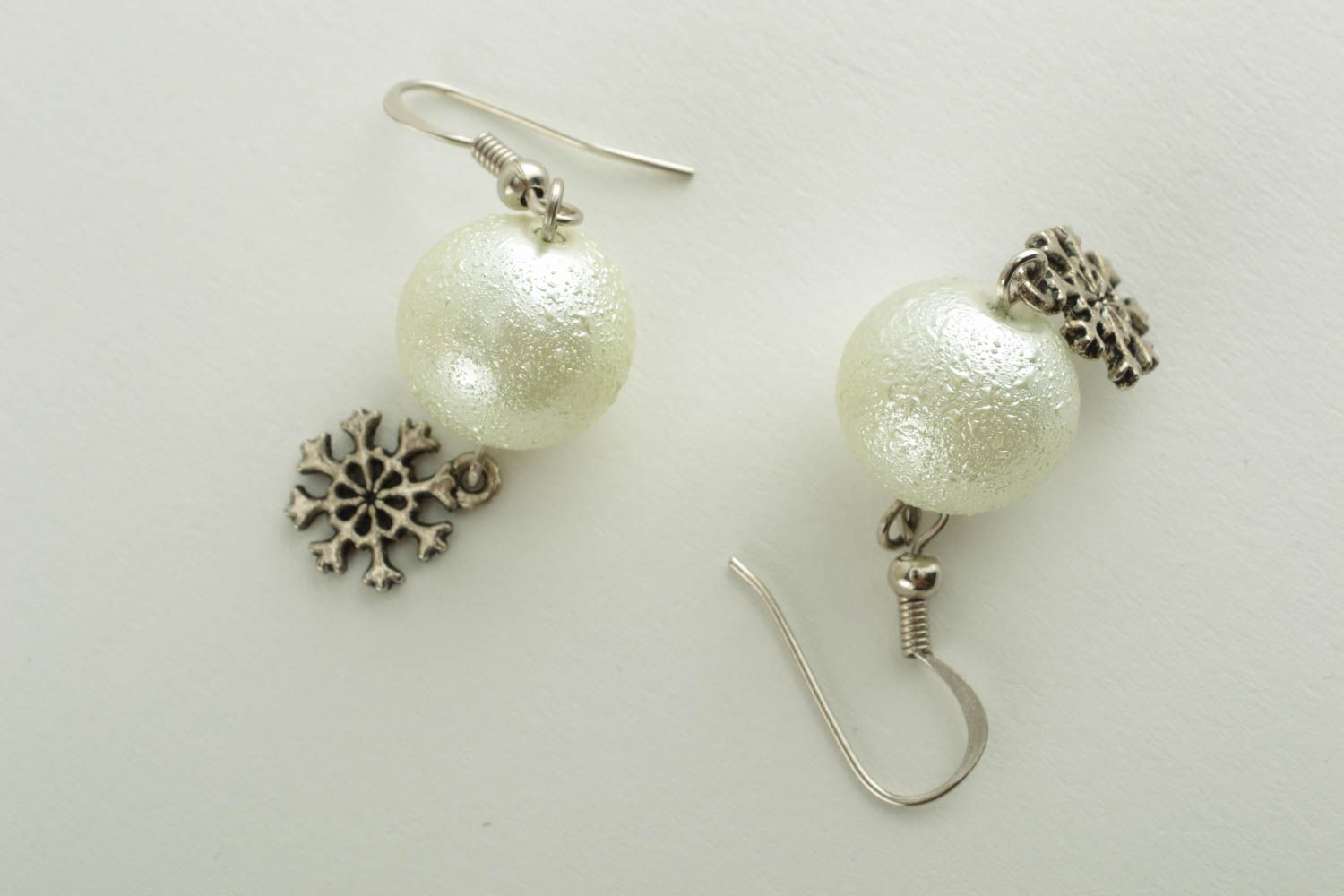 Metal earrings Snowflakes photo 4
