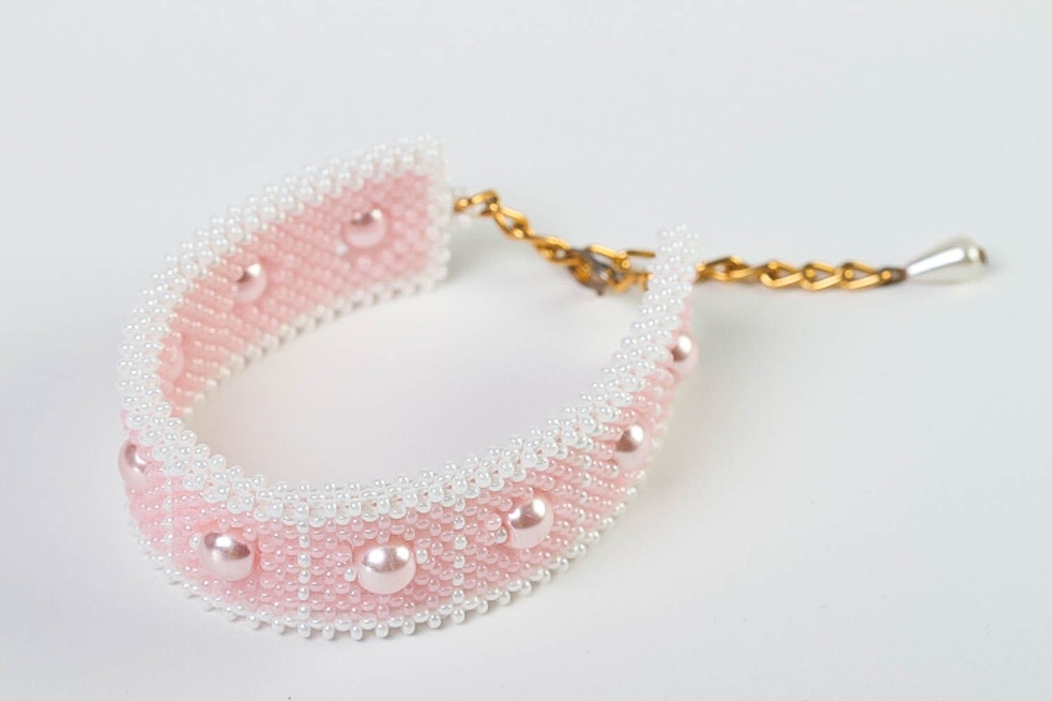 Handmade rosa Schmuck Set aus Glasperlen Collier Halskette Damen Armband  foto 4
