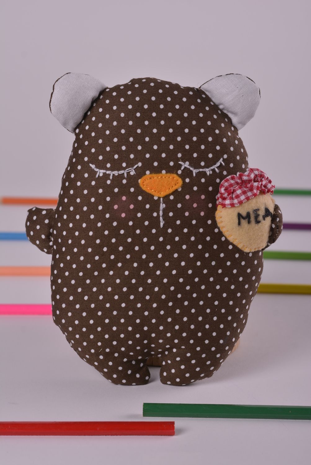 Handmade soft toy unusual textile bear toy beautiful designer soft toy photo 1